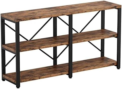 IRONCK Rustic Entryway Console Table, Long Hallway Table 55 In 3-Tier, TV Stand Entertainment Center Media Stand For Living Room, Industrial Style, Vintage Brown 7 IRONCK Rustic Entryway Console Table, Long Hallway Table 55 In 3-Tier, TV Stand Entertainment Center Media Stand For Living Room, Industrial Style, Vintage Brown - Image 7