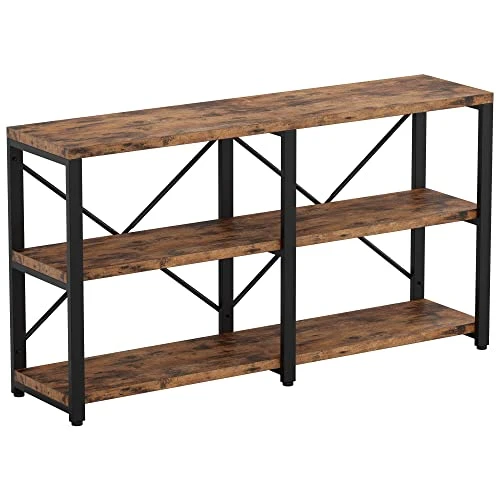 IRONCK Rustic Entryway Console Table, Long Hallway Table 55 In 3-Tier, TV Stand Entertainment Center Media Stand For Living Room, Industrial Style, Vintage Brown 1 IRONCK Rustic Entryway Console Table, Long Hallway Table 55 In 3-Tier, TV Stand Entertainment Center Media Stand For Living Room, Industrial Style, Vintage Brown