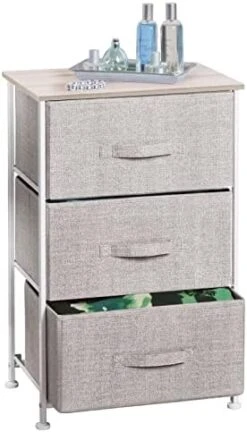 MDesign Steel Top And Frame Storage Dresser Tower Unit With 3 Removable Fabric Drawers For Bedroom, Living Room, Or Bathroom - Holds Clothes, Accessories, Lido Collection - Charcoal Gray -Songmics Furniture Shop 41kYV7vgnUL. AC