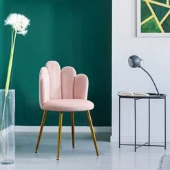 BOWTHY Vanity Chair For Makeup Room - Midcentury Modern Accent Chair For Living Room Bedroom, Makeup Chair With Back Support Velvet Chair With Gold Legs (Pink) 9 BOWTHY Vanity Chair For Makeup Room - Midcentury Modern Accent Chair For Living Room Bedroom, Makeup Chair With Back Support Velvet Chair With Gold Legs (Pink) -Songmics Furniture Shop 41kYY0TEEQL