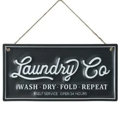 HoweRai Laundry Signs For Laundry Room Decor.The Laundry Co. Black And White Laundry Metal Sign,14" X 7".Farmhouse Vintage Decor,Modern Art Décor For Laundry Room Wall And Door.(Black)