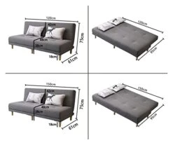 Futon Sofa Bed, Sleeper Sofa Bed For Living Room, Adjustable Convertible Folding Recliner Futon, Folding Sofa Bed, 3 Angles Adjustable Back, Upholstered Sofa Bed Chair ( Color : Green , Size : 120 X 6