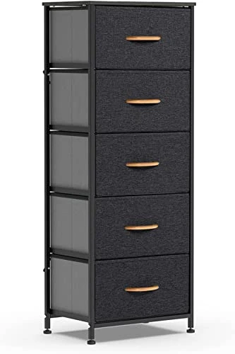 WAYTRIM Dresser Storage Tower, 5 Fabric Organizer Drawers, Wide Chest Of Drawers For Closet Boys & Girls Bedroom, Bedside Furniture, Steel Frame, Wood Top, Fabric Bins, Easy Installation (Dark Grey) 1 WAYTRIM Dresser Storage Tower, 5 Fabric Organizer Drawers, Wide Chest Of Drawers For Closet Boys & Girls Bedroom, Bedside Furniture, Steel Frame, Wood Top, Fabric Bins, Easy Installation (Dark Grey)