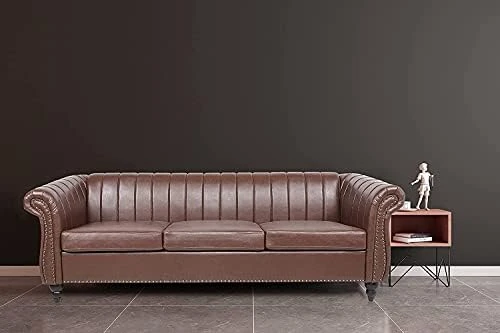 NOSGA Modern Contemporary Sofa Couch With Deep Button Tufting Dutch Velvet, Solid Wood Frame And Wood Legs (Gray) 9 NOSGA Modern Contemporary Sofa Couch With Deep Button Tufting Dutch Velvet, Solid Wood Frame And Wood Legs (Gray) - Image 9