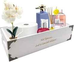 Toilet Paper Holder, Toilet Tank Basket, Rustic Farmhouse Black Bathroom Decor Wooden Box With Handles Organizer For Kitchen Countertop, Bathroom Counter, Toilet Tank Topper, Vanity Table Tray (Black) -Songmics Furniture Shop 41km0sysxoL. AC