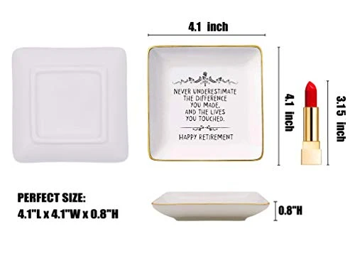 Happy Retirement Gifts For Women-Jewelry Holder Ring Dish Trinket Tray-Retirement Appreciation Gift For Mom Boss Co-worker,Teacher,Nurse,Friends,Wife,Sister-Never Underestimate The Difference You Made 3 Happy Retirement Gifts For Women-Jewelry Holder Ring Dish Trinket Tray-Retirement Appreciation Gift For Mom Boss Co-worker,Teacher,Nurse,Friends,Wife,Sister-Never Underestimate The Difference You Made - Image 3