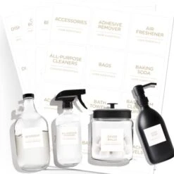 V2croft 144 PCS Minimalist Laundry Room Labels Set, Water Resistant Stickers,Water/Oil Resistant Stickers For Laundry Room, Linen Closet Home Bathroom And The Beauty Organization(Black 15 V2croft 144 PCS Minimalist Laundry Room Labels Set, Water Resistant Stickers,Water/Oil Resistant Stickers For Laundry Room, Linen Closet Home Bathroom And The Beauty Organization(Black -Songmics Furniture Shop 41kmrerSOPL. AC