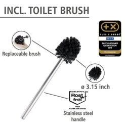 WENKO Toilet Paper Stand With Toilet Brush And Spare Roll Holder, Toilet Paper Holder Stand, Toilet Paper Roll Holder, Matt Black, 7.09 X 27.56 X 7.68 In,70 X 23 X 20 Cm -Songmics Furniture Shop 41koBDUdLML