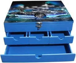 Enigmatic Woodworks Multi Drawer Wood Lotus Storage Box, Blue -Songmics Furniture Shop 41kpl OP6mL. AC