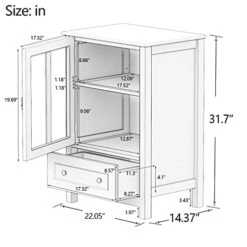 RASOO Kicthen Storage Cabinet White Modern Glass Door With Shelf And Drawer Sideboard Buffet Cabinet Entryway Cabinet, 22.05" X 14.37" X 31.7"H -Songmics Furniture Shop 41krYDNCiCS