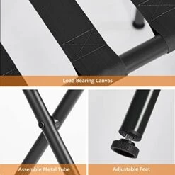 ELYKEN 2 Pack Luggage Rack With Laundry Bag, Guest Room Folding Space Saving Suitcase Holder, Max 110LBS Baggage Shelf With Heavy Duty Nylon Belts, Dirty Clothes Storage For Bedroom Hotel 11 ELYKEN 2 Pack Luggage Rack With Laundry Bag, Guest Room Folding Space Saving Suitcase Holder, Max 110LBS Baggage Shelf With Heavy Duty Nylon Belts, Dirty Clothes Storage For Bedroom Hotel -Songmics Furniture Shop 41ktkfv9k1L