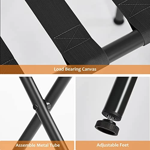 ELYKEN 2 Pack Luggage Rack With Laundry Bag, Guest Room Folding Space Saving Suitcase Holder, Max 110LBS Baggage Shelf With Heavy Duty Nylon Belts, Dirty Clothes Storage For Bedroom Hotel 4 ELYKEN 2 Pack Luggage Rack With Laundry Bag, Guest Room Folding Space Saving Suitcase Holder, Max 110LBS Baggage Shelf With Heavy Duty Nylon Belts, Dirty Clothes Storage For Bedroom Hotel - Image 4