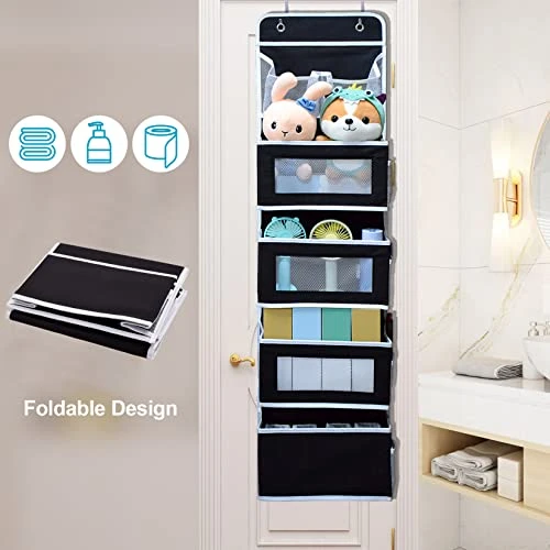 Aeeteek 1 Pack Hanging Closet Organizer 5-Shelf Over The Door Shoe Organizer Wall Mount Storage Bag Containers 49.2 * 13 * 5.5 Inches Large Capacity Collapsible Shelves Drawers (Black) 6 Aeeteek 1 Pack Hanging Closet Organizer 5-Shelf Over The Door Shoe Organizer Wall Mount Storage Bag Containers 49.2 * 13 * 5.5 Inches Large Capacity Collapsible Shelves Drawers (Black) - Image 6