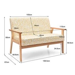 POWERSTONE Modern Upholstered Loveseat, Fabric Loveseat Sofa Couch Wooden 2-Seat Armchair For Home And Office (Yellow, Loveseat) -Songmics Furniture Shop 41kyKWaLeWL