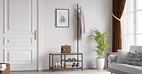 YITAHOME Coat Rack Shoe Bench 3-in-1 Standing Hall Tree With Entryway Storage Bench Industrial Coat Tree And Shoe Storage For Bedroom Hallway Living Room, Rustic Brown 3 YITAHOME Coat Rack Shoe Bench 3-in-1 Standing Hall Tree With Entryway Storage Bench Industrial Coat Tree And Shoe Storage For Bedroom Hallway Living Room, Rustic Brown - Image 3