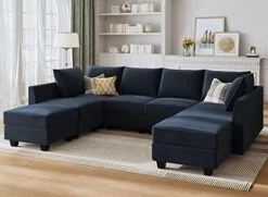 HONBAY Modular Sectional Sofa Set Oversized U Shaped Couch With Storage Ottoman Convertible Sleeper Sectional Sofa Velvet Modular Couch With Wide Chaise, Black -Songmics Furniture Shop 41kzSrvfaL. AC