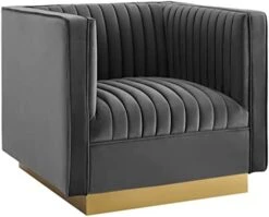 Modway Sanguine Vertical Channel Tufted Performance Velvet Upholstered Armchair In Navy -Songmics Furniture Shop 41kzyXMiENL. AC