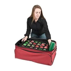 [Red Christmas Ornament Storage Box With Dividers] - (Holds 72 Ornaments Up To 3 Inches In Diameter) | Acid-Free Removable Trays With Separators | Extra Front And Side Pockets For Additional Storage -Songmics Furniture Shop 41l49p9D2fL