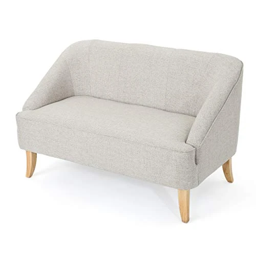 Christopher Knight Home Justus Mid-Century Modern Fabric Loveseat, Beige / Natural 1 Christopher Knight Home Justus Mid-Century Modern Fabric Loveseat, Beige / Natural