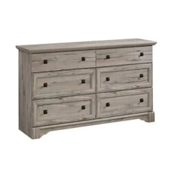 Sauder Palladia Dresser, L: 57.64" X W: 15.51" X H: 33.78", Split Oak Finish