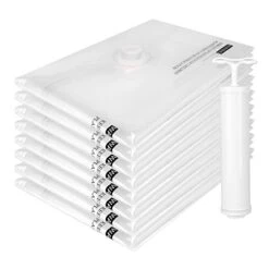 8 Pack Vacuum Storage Bags(8 Jumbo） - Triple Seal Turbo Valve Design Vacuum Seal Bags,Give Away Complimentary Hand Pump Compression Bags For Travel，Suitable For Clothes, Duvets, Sheets (8)