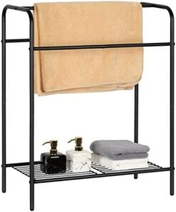 Freestanding Towel Rack 3 Tier Floor Towel Rack With Bottom Shelf Metal Bath Towel Stand Holder Organizer For Bathroom Laundry Room Black -Songmics Furniture Shop 41lCU6r5lqL. AC