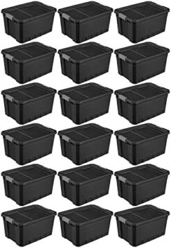 Sterilite 7.5 Gallon Stackable Rugged Industrial Storage Tote Containers With Gray Latching Clip Lids For Garage, Attic, Or Worksite, Black (6 Pack) 29 Sterilite 7.5 Gallon Stackable Rugged Industrial Storage Tote Containers With Gray Latching Clip Lids For Garage, Attic, Or Worksite, Black (6 Pack) -Songmics Furniture Shop 41lFPOW lQL. AC