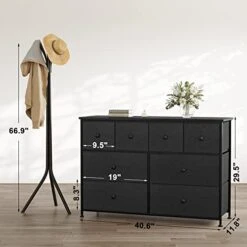 REAHOME 8 Drawer Dresser For Bedroom Chest Of Drawers Closets Storage Units Organizer Large Capacity Steel Frame Wooden Top Living Room Entryway Office (Black Gray) YLZ8B5 -Songmics Furniture Shop 41lPXp4528L