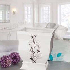 Creative Scents White Trash Can - Decorative Elegant Designed Wastebasket - Durable Small Bathroom Trash Can - Waste Basket For Bathroom, Powder Room, Bedroom Or Living Room Decor (Vanda Style) -Songmics Furniture Shop 41lRJL88C1L