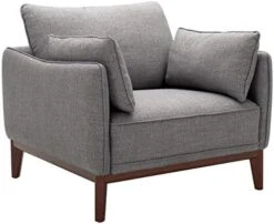 Amazon Brand – Stone & Beam Hillman Mid-Century Living Room Chair With Wood Base And Legs, 39"W, Ivory -Songmics Furniture Shop 41lXe392uZL. AC 1