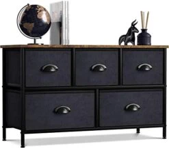 Sorbus Dresser With 5 Drawers - Storage Chest Organizer Unit With Steel Frame, Wood Top, Easy Pull Fabric Bins - Long Wide TV Stand For Bedroom Furniture, Hallway, Closet & Office Organization -Songmics Furniture Shop 41lZogd8mHL. AC