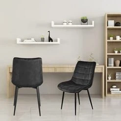 Payeel Upholstered Velvet Dining Chairs Set Of 4 Modern Tufted Dining Side Chairs W/Metal Legs Modern Cushion Seats And Back For Living Kitchen, Vanity, And Waiting Room(Black) -Songmics Furniture Shop 41lZtRgxSoL