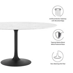 Modway Lippa Dining Table, 60 In Artificial Marble Round Top, White 7 Modway Lippa Dining Table, 60 In Artificial Marble Round Top, White -Songmics Furniture Shop 41lcOBwYwtL