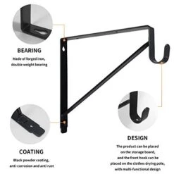 Kunzye 4 Pack Of Closet Rod Brackets,Heavy Duty Black Closet Shelf & Rod Brackets,Closet Shelves Bracket With Rod Shelving Support, With Screws -Songmics Furniture Shop 41le6qdGysL