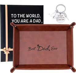 Gifts For Dad Best Dad Ever Gifts From Daughter Kids Dad Birthday Gifts For Dad-PU Leather Valet Tray.Dad Gift Thanksgiving Gifts For Men