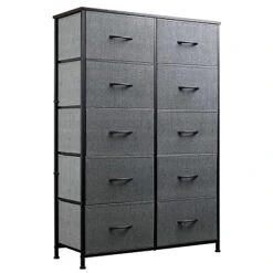 WLIVE 9 Drawer Dresser And 10 Drawer Tall Chest Organizer Set, Fabric Storage Tower For Bedroom, Nursery, Entryway, Closets, Charcoal Gray -Songmics Furniture Shop 41leakd2MYL