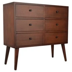 Decor Therapy Mid Century Six Drawer Wood Cabinet Accent Chest, 28" X 29", Walnut -Songmics Furniture Shop 41lq43kAqRL