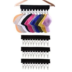 4 Pack Cap Organizer Hanger, 10 Clips Hat Organizer Hangers For Closet, Hat Rack For Baseball Caps, Hat Storage Clips For Hats, Clothes, Underwear, Socks Or Towel