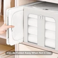 Elegeet 3Pack 66L Storage Bins With Metal Frame - Foldable Linen Fabric Storage Box With Handles And Transparent Window Closet Organizers And Storage(Grey 11 Elegeet 3Pack 66L Storage Bins With Metal Frame - Foldable Linen Fabric Storage Box With Handles And Transparent Window Closet Organizers And Storage(Grey -Songmics Furniture Shop 41lwGBruBfL