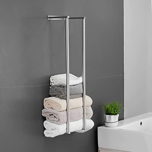 Towel Racks For Bathroom, NEWRAIN Rolled Towel Storage Wall Mounted Bath Towel Holder For Folded Large Towel Washcloths, Bathroom Organizing Brushed Gold 7 Towel Racks For Bathroom, NEWRAIN Rolled Towel Storage Wall Mounted Bath Towel Holder For Folded Large Towel Washcloths, Bathroom Organizing Brushed Gold - Image 7