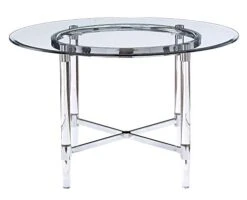 ACME Furniture Dining Table, Chrome And Clear Glass
