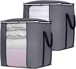 SLEEPING LAMB 120L Oversized Blanket Storage Bags Sturdy Fabric Clothes Storage Containers For King Comforter Bedding Pillow Sheet, Grey, 3 Packs 13 SLEEPING LAMB 120L Oversized Blanket Storage Bags Sturdy Fabric Clothes Storage Containers For King Comforter Bedding Pillow Sheet, Grey, 3 Packs -Songmics Furniture Shop 41mDbq4 O1L. AC