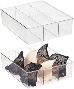 MDesign Plastic 12 Compartment Divided Drawer And Closet Storage Bin - Organizer For Scarves, Socks, Ties Bras, And Underwear - Dress Drawer Organizer, Shelf Organization - Lumiere Collection - Clear -Songmics Furniture Shop 41mGznx69HL. AC