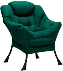 AbocoFur Modern Cotton Fabric Lazy Chair, Accent Contemporary Lounge Chair, Single Steel Frame Leisure Sofa Chair With Armrests And A Side Pocket, Thick Padded Back, Dark Atrovirens -Songmics Furniture Shop 41mIqhHnYHL. AC