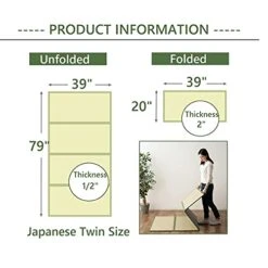 EMOOR Japanese Tatami Mat Twin Natural Rush Grass (Undyed), Foldable Igusa Mattress Floor Sleeping Japanese Futon Mattress Meditation Yoga Zen -Songmics Furniture Shop 41mKDuXhsjS