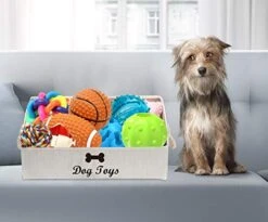 Xbopetda Dog Toy Box Dog Toy Storage Bin - Foldable Fabric Trapezoid Organizer Basket With Cotton Rope Handle, Ideal For Holding Dry Treats, Collars, Toys & Blankets (Beige) -Songmics Furniture Shop 41mODn8Q8XL