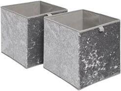 OHS Pack Of 2 Crushed Velvet Storage Boxes Set Home Bathroom Collapsible Foldable Toys Pop Up Folding Cube Box, Blush Pink -Songmics Furniture Shop 41mQ3ZQtYmL. AC