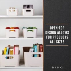 BINO 2-Pack Plastic Storage Basket, Beige - Small | Multi-Use Storage Basket | Rectangular Cabinet Organizer | Baskets For Organizing With Handles | Home & Office Organization & Container Storage -Songmics Furniture Shop 41mQoR9paQL