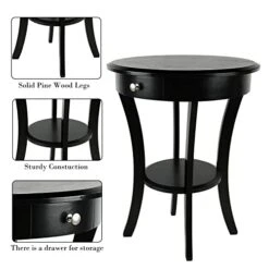 ECOMEX Round Wood Side Table, 20 Inch Wood Curved Legs Living Room Table With Storage Shelf With Intersecting Pedestal Base, Black End Tables For Kitchen, Dining Room, Bedroom, Coffee Bar, Sofa -Songmics Furniture Shop 41mSXQT0C0L