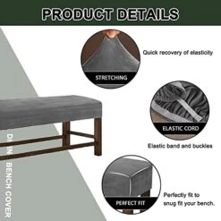 Gydream Velvet Thick Bench Cover,Upholstered Dining Room Bench Cover, Stretch Bench Seat Cover For Piano Bench Long Bench Living Room (peacoke Blue,Large) -Songmics Furniture Shop 41mTvb4KakL